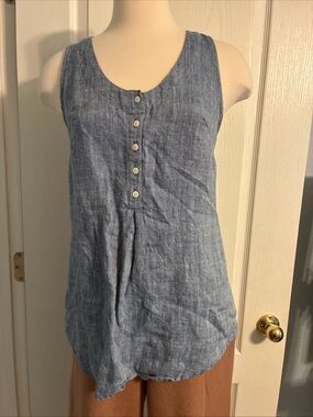 Birds Of Paradise By Trovata Herringbone Racerback Linen Top X Small